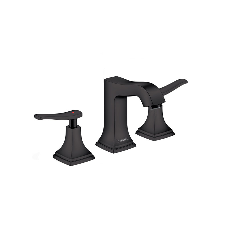 Metropol Classic Widespread Bathroom Faucet with Drain Assembly, Lever Handle, Matte Black