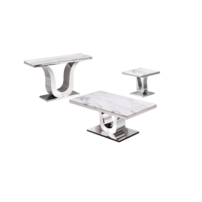 Mald 3 - Piece Marble Top Living Room Table Set