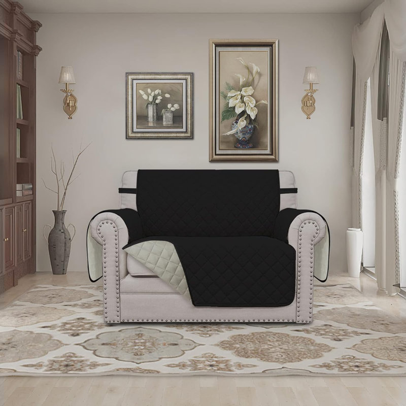 Housse pour canapé réversible, Tissu noir / beige, H 4,25 po x l 11,69 po x P 11,5 po