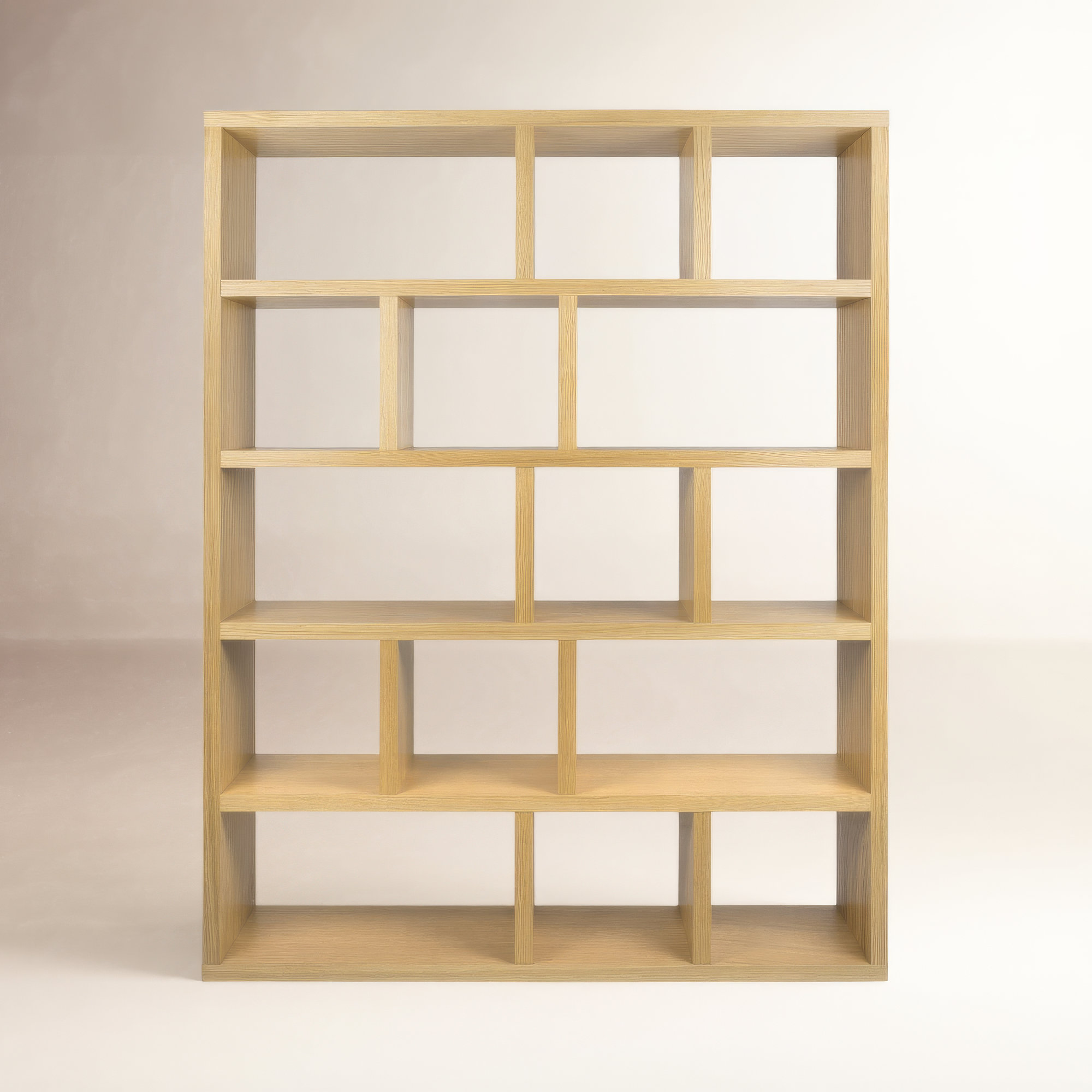 Stetson Wide Bookcase, (5 Shelves) 78" H x 59" W x 13" D, Oak
