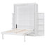 Lit rotatif avec armoire murale cachée, deux tablettes latérales à 3 niveaux, bureau convertible, rangement supplémentaire, idéal pour les petits espaces et les bureaux à domicile compacts, espace de travail blanc grand format 360, espaces,