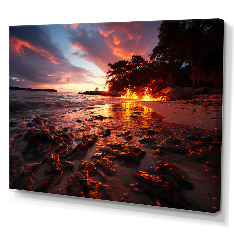 Impression sur toile encadrée rose et orange I - Coastal Beach, Toile tendue, H 40 po x l 60 po x P 1,5 po