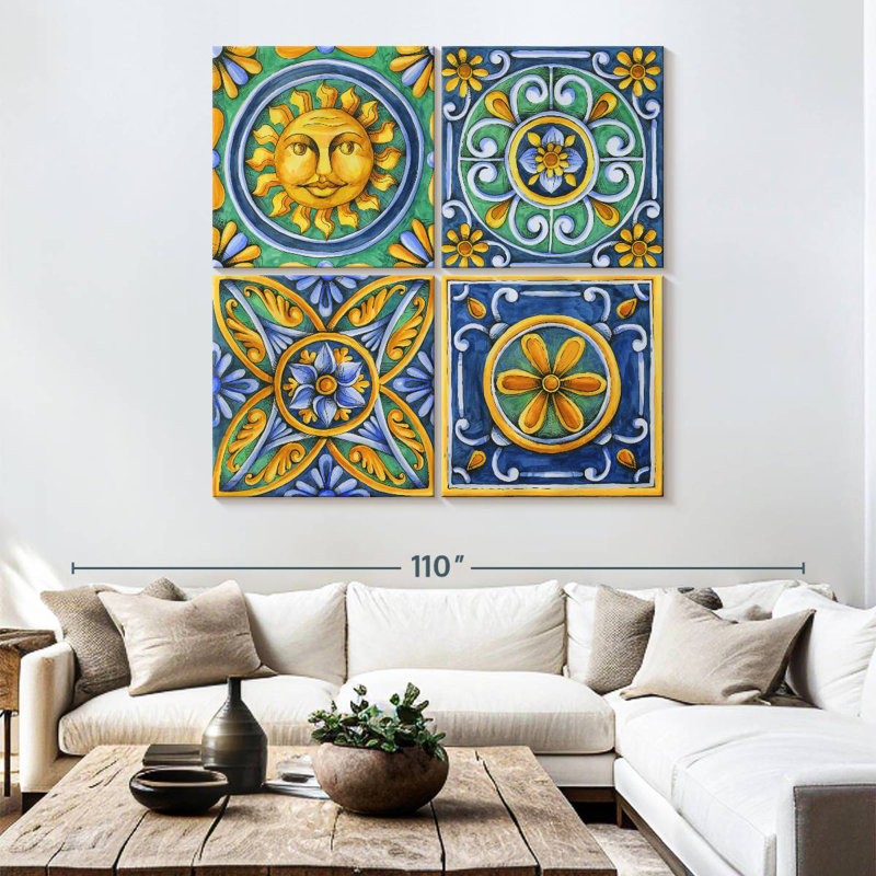 Carreaux à motif de fleurs Kerner, H 74 po x l 74 po