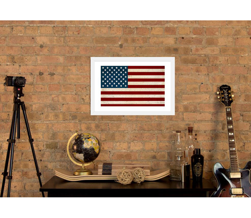 «US Constitution - American Flag», impression encadrée, Blanc, H 24 po x l 32 po x P 1 po