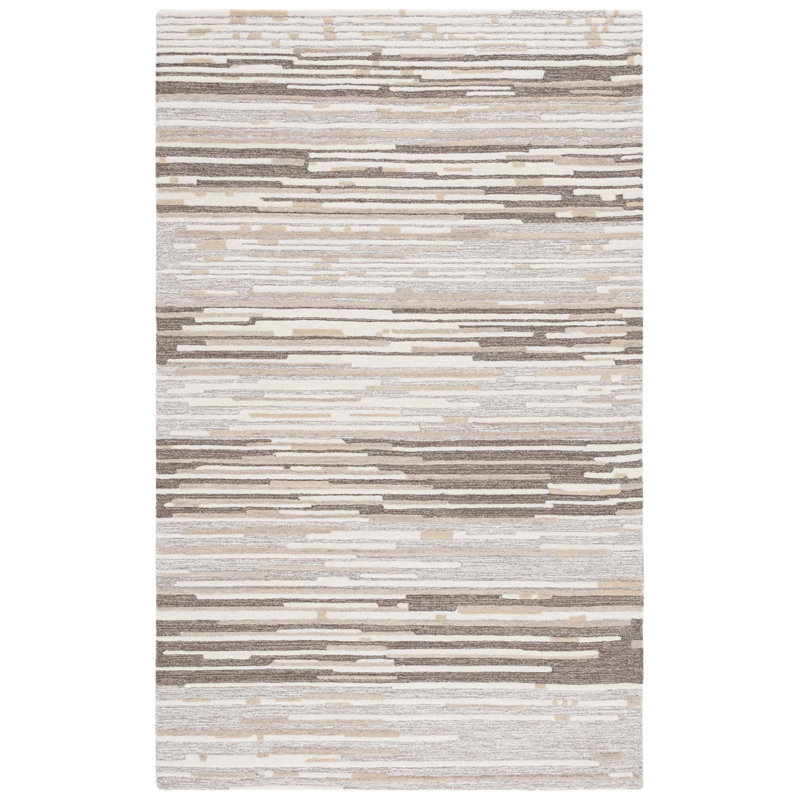 Martha Stewart 300 Hand Tufted Wool/Cotton with Latex Abstract Rug in Brown/Beige, Rectangle 4' x 6'