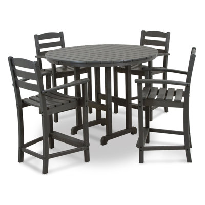 POLYWOOD La Casa Café 5-Piece Round Farmhouse Counter Set