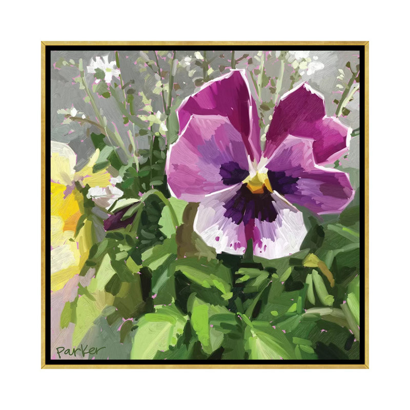 «Pansy Face» par Teddi Parker - reproduction d'art, Toile encadrée d'or, Aucun mat, H 26 po x l 26 po x P 1,5 po