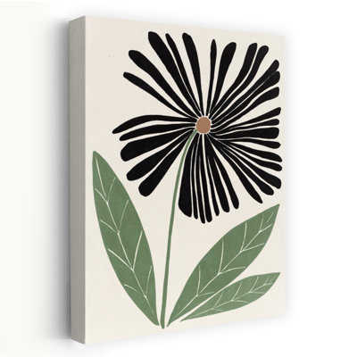 Art mural contemporain abstrait "Bold Black Petal Bloom II"