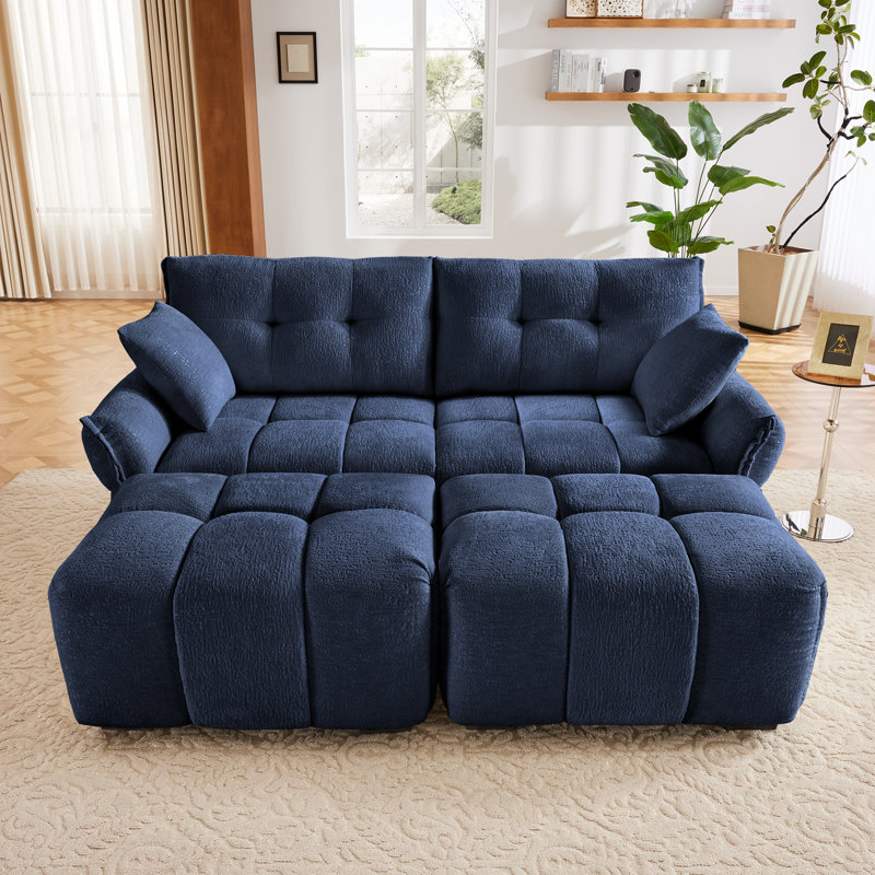 Canapé modulaire en chenille, Bleu