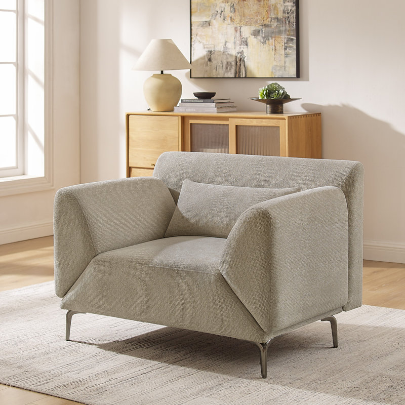Fauteuil d'appoint multifonctionnel en chenille de 44,88 po de largeur, convertible en méridienne pour le salon, Chameau