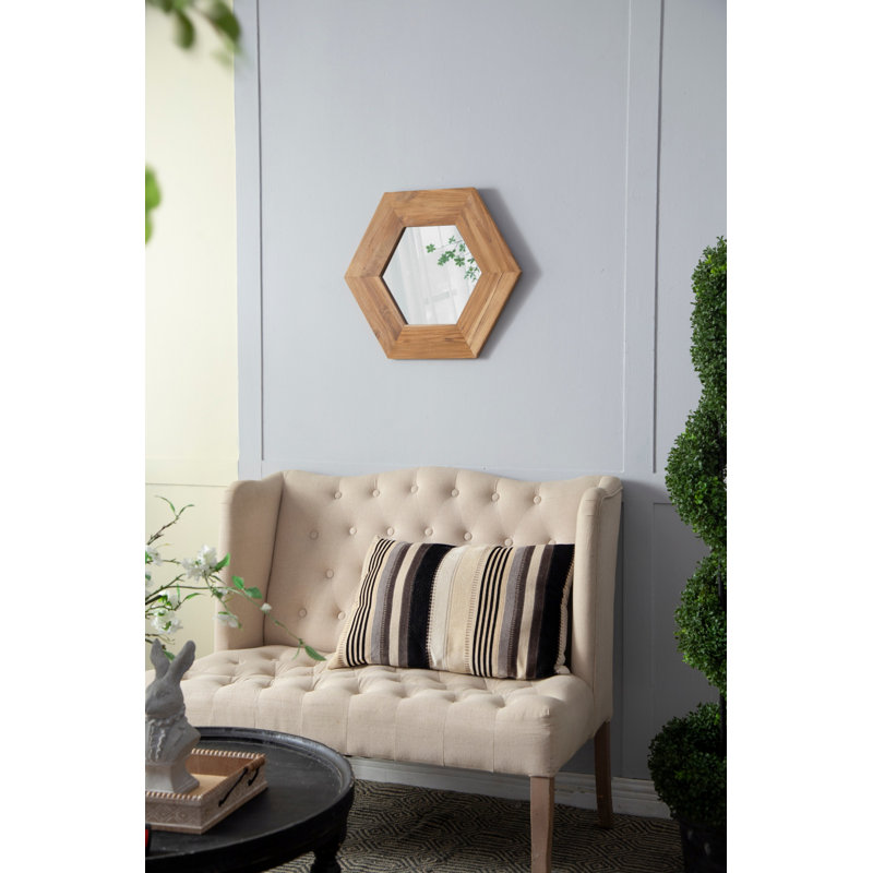 Miroir décoratif, miroir hexagonal avec cadre en bois, miroir mural pour salon, couloir de salle de bain
