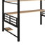 Lit mezzanine double en métal avec tablette de rangement et bureau, lit mezzanine robuste avec lumière DEL et filet Lron