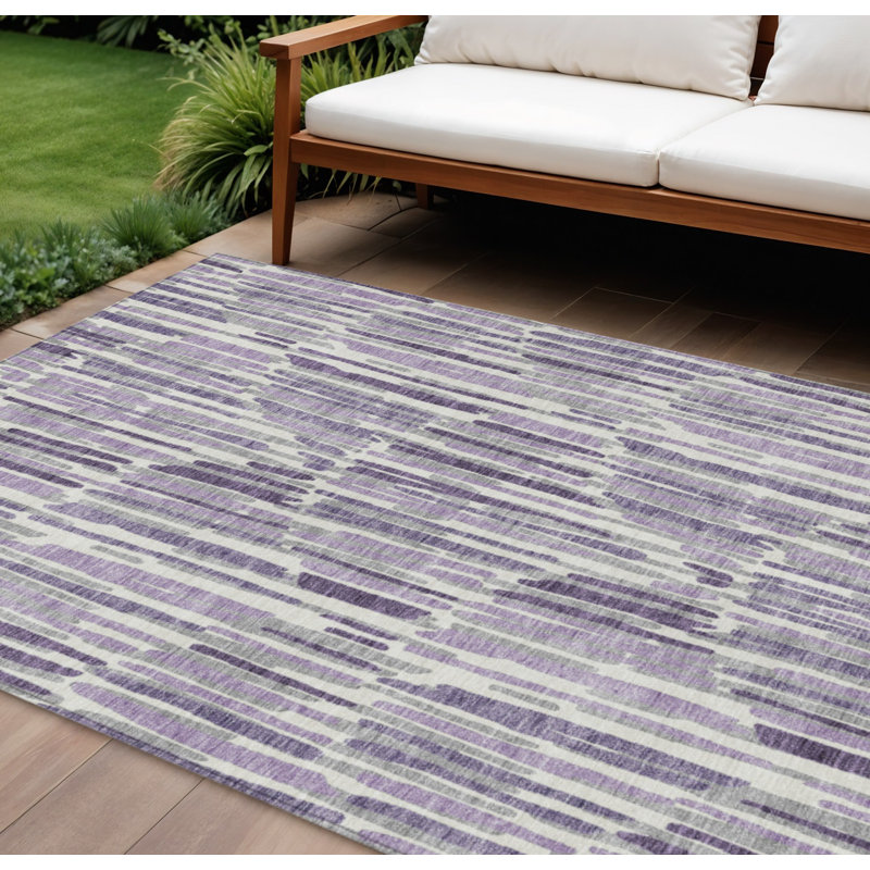 9' X 12' Ivory Abstract Washable Indoor Outdoor Area Rug