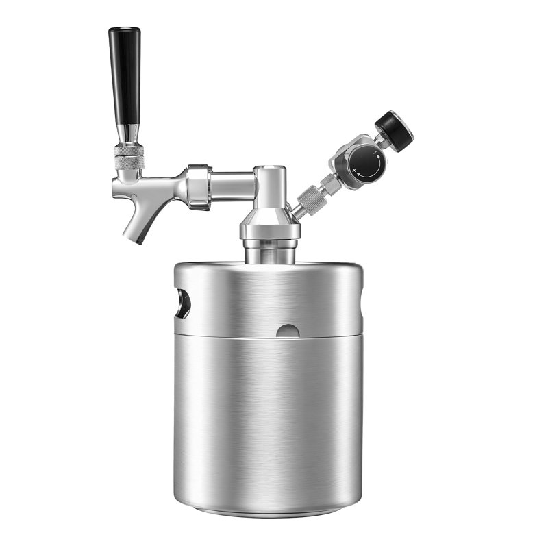 Mini baril 64 oz, système de robinet presseur Growler, ensemble de bière en acier inoxydable 304, avec régulateur de Co2, robinet à fermeture automatique, garde frais et gazéification pour la bière maison, artisanale et de bière pression