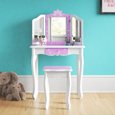 Hannakaisa Solid Wood Kids Vanity Set with Mirror