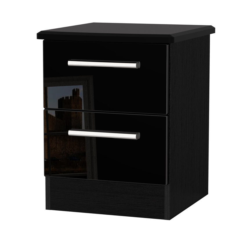 Yvette 4 Piece Bedroom Set, Black / Black