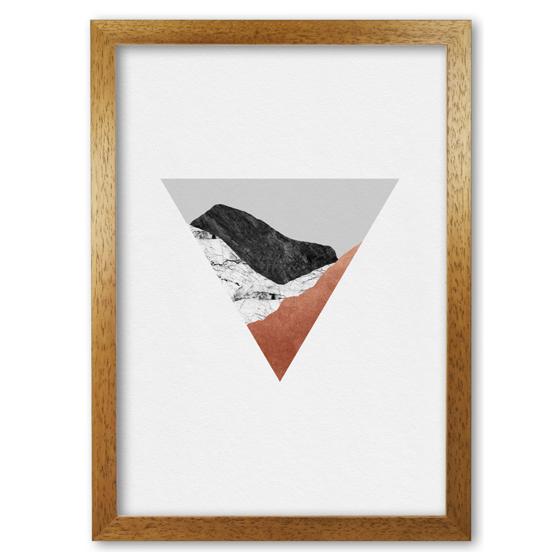 Copper Geometric II - Print, 30 cm H x 21 cm W x 5 cm D, Honey Oak Frame