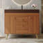 Meuble-lavabo autoportant moderne de 36 po avec plateau en pierre frittée, lavabo en céramique et rangement intelligent-1227645346
