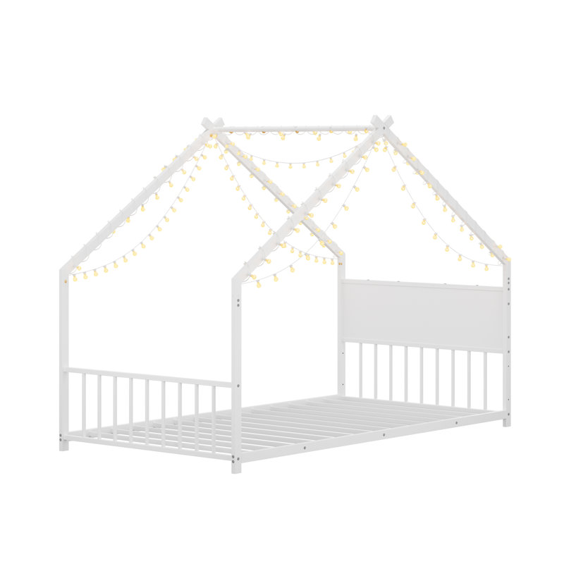 Lit simple robuste avec structure en métal, conception moderne pour chambre d'enfant