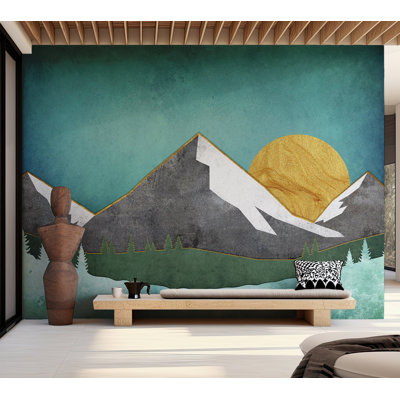 Papier peint abstrait - Paysage de montagne géométrique