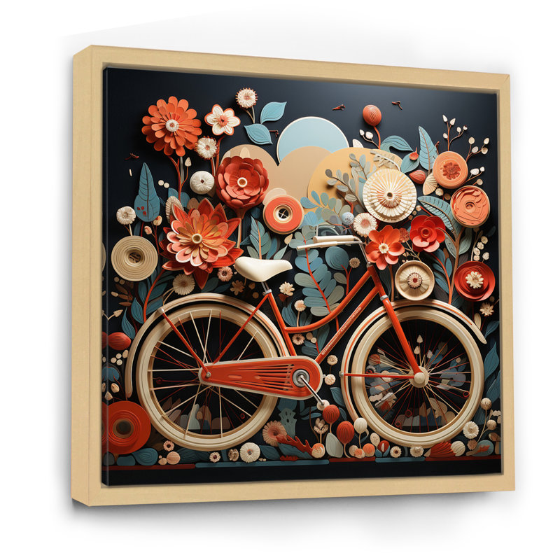 Vélo, bicyclette, bonheur I, H 16 po x l 16 po x P 1 po, Cadre naturel flottant