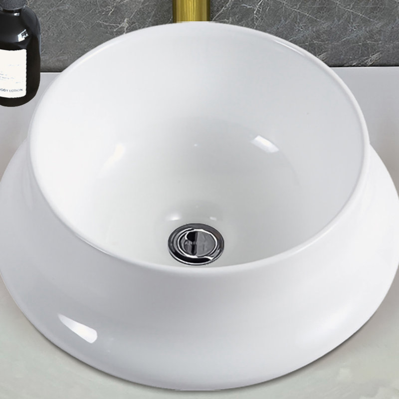 Vessel Bathroom Sink Basin In White Ceramic