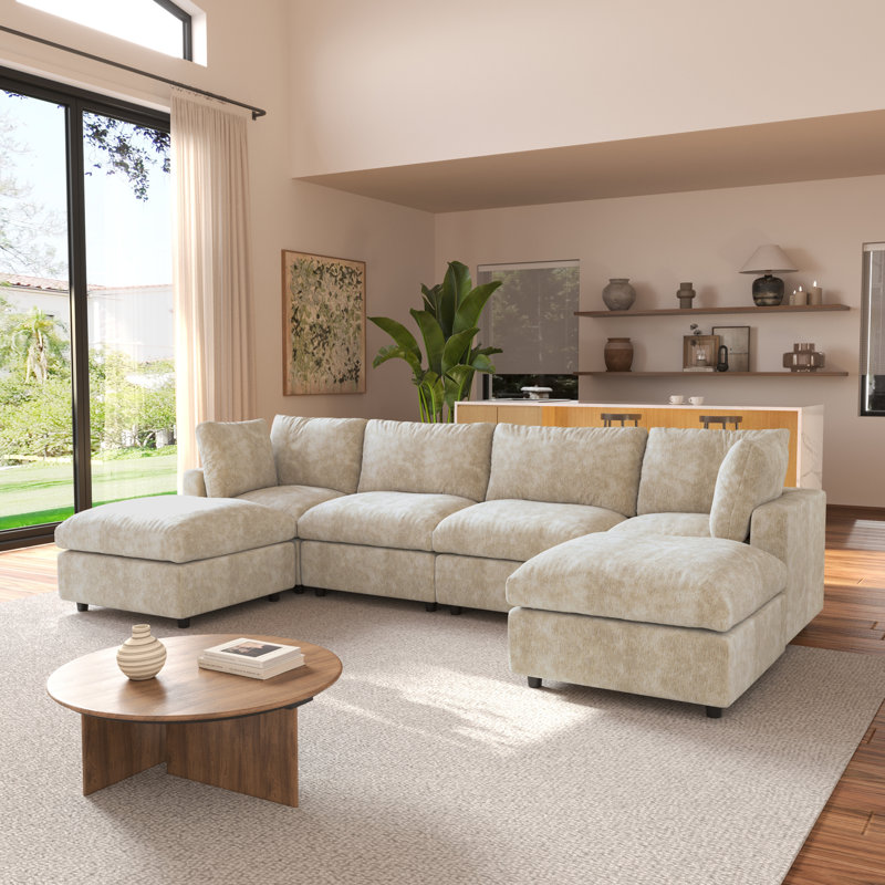 Kessi 6-piece Slipcovered Sectional, Kakhi