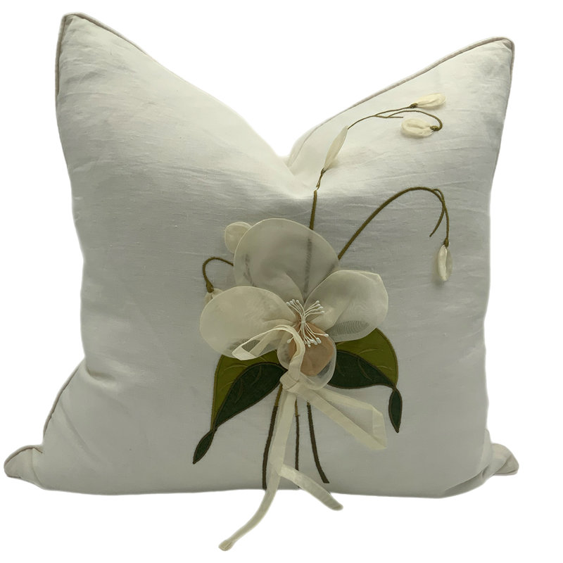 Orchidia Square Pillow Cover & Insert, Ivory