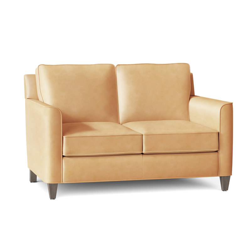 Yorba Leather Loveseat, Stone, Aline Fumo Genuine Leather