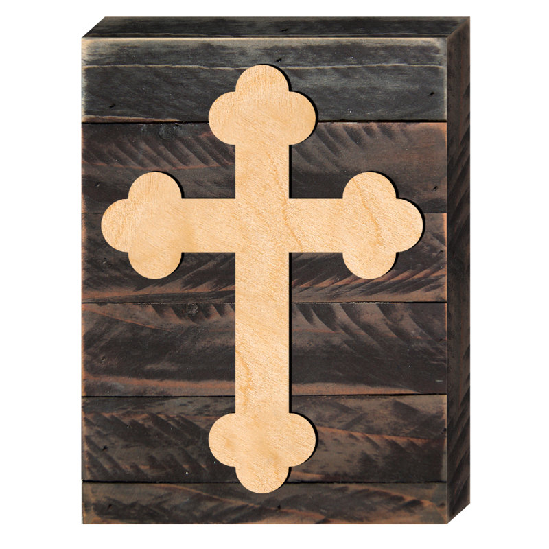 Décoration murale croix en bois, H 18 po x l 12 po x P 1,5 po