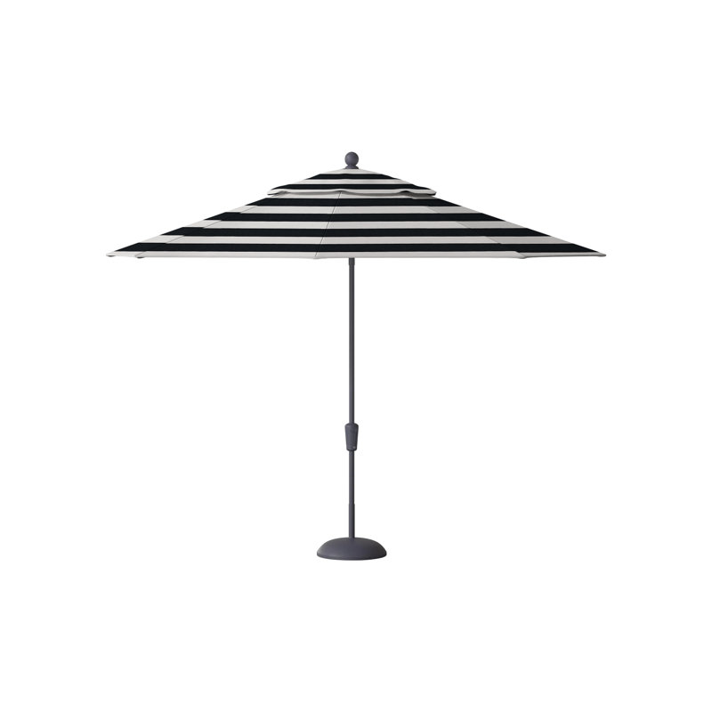 Parasol de marché octogonal à inclinaison automatique 108 po x 108 po Crank, Cabana à rayures minuit, Noir