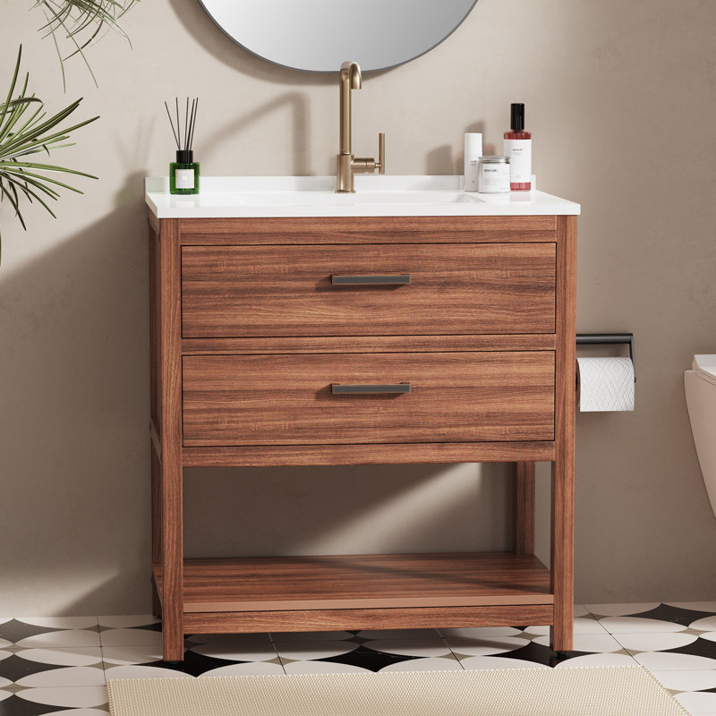 30'' Single Bathroom Vanity With Sink Top, Brown