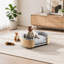 Lit pour chien surélevé de style scandinave avec pattes en bois massif et dossier en bois courbé, coussin en velours-16390600-16390645