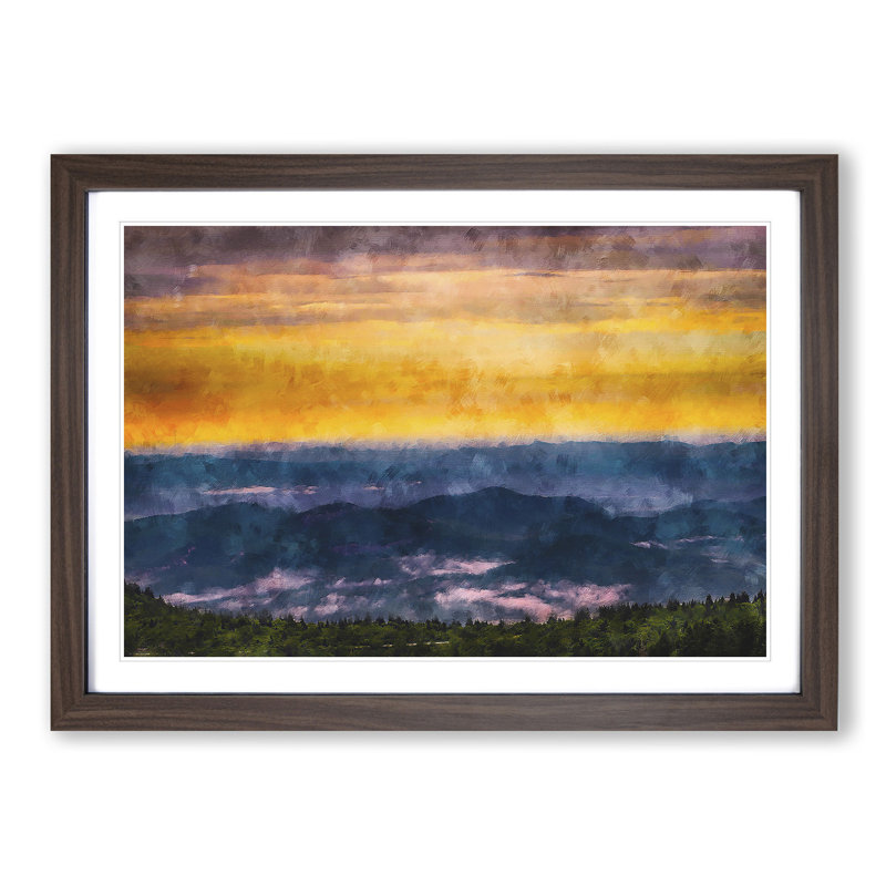 Mountain View in North Carolina - Picture Frame Graphic Art Print, 45cm H x 63cm W x 2cm D, Walnut Framed