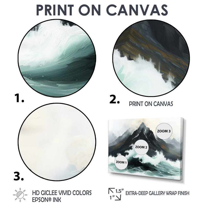 Décoration murale tempêtes de montagne orageuse II - paysage de montagnes, Cadre flottant brun, H 28 po x l 60 po x P 1,5 po
