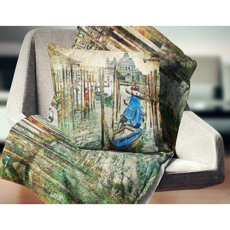Paysage magnifique coussin de Venise, 16 po x 1 po, Carré