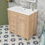 Meuble-lavabo élégant avec lavabo en céramique, charnières à fermeture en douceur, tiroir inclinable et rangement spacieux-234840957-234840955