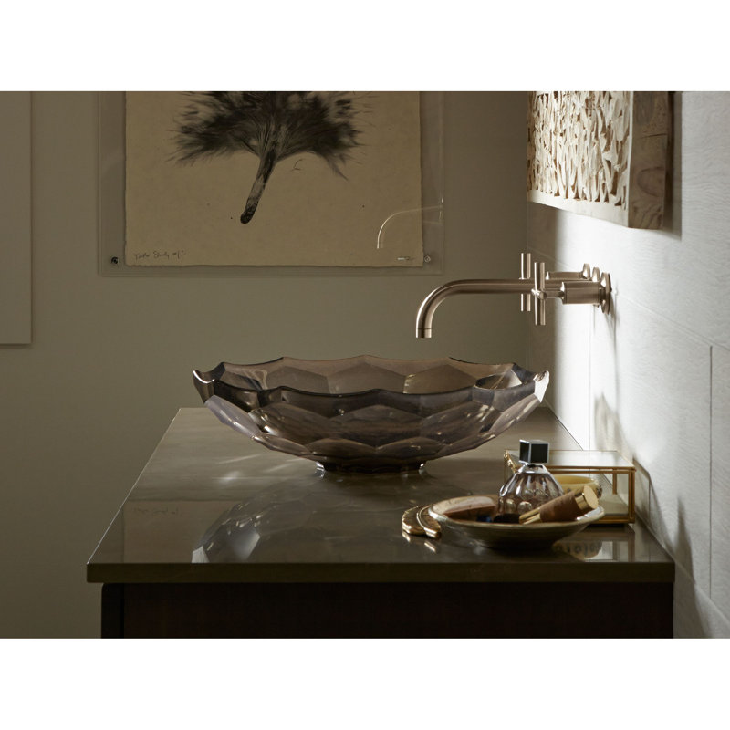 Kohler Briolette, Artist Editions Oval Faceted Glass Bathroom Vessel Sink, Translucent Stone