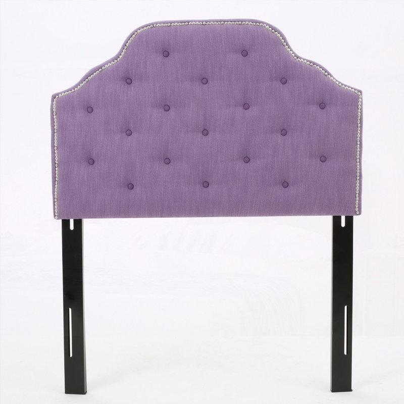 Tête de lit capitonnée rembourrée pour lit simple, bois massif avec pieds en métal durables, hauteur réglable Garniture cloutée, conception moderne capitonnée