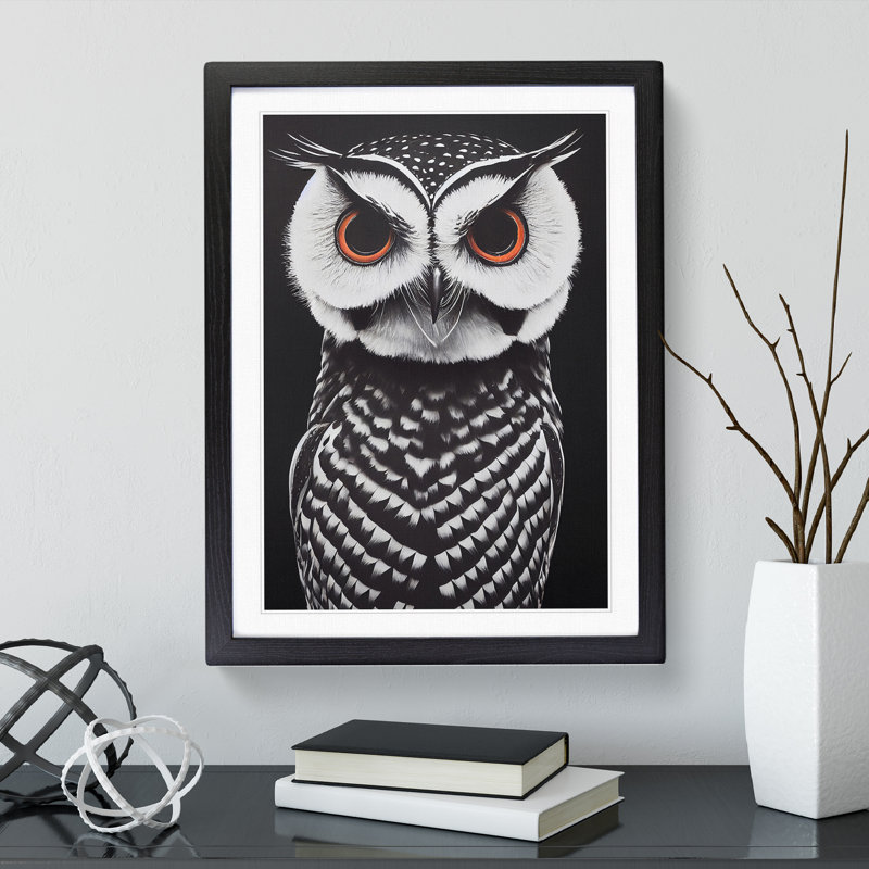 XV1022-4535X The Fierce Owl - Single Picture Frame Print, Black, 46cm H x 34cm W x 2cm D
