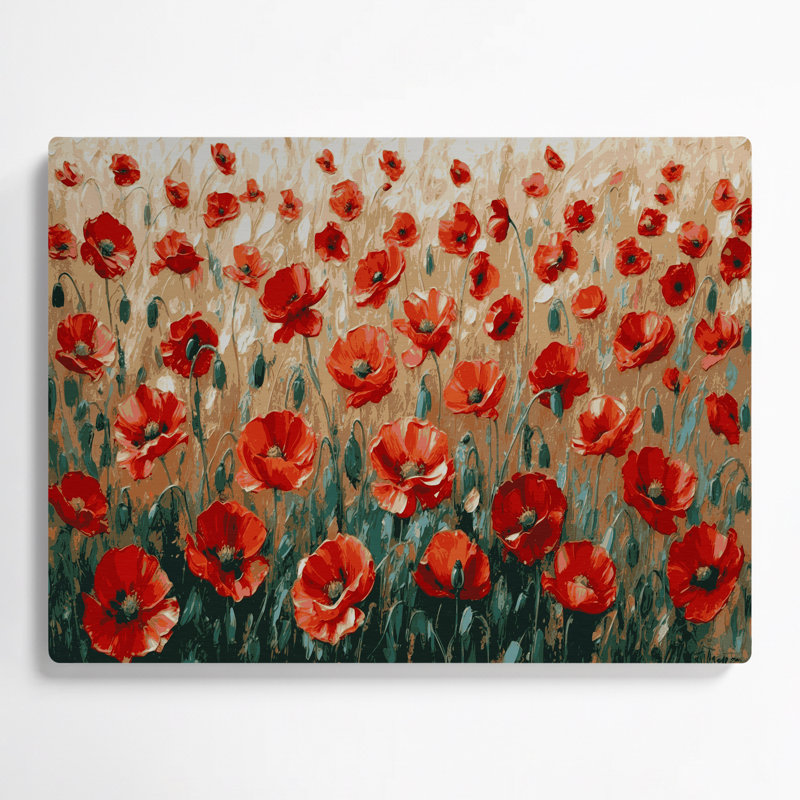 Coquelicots botaniques, art mural en métal brun, H 240 po x l 240 po x P 0,05 po