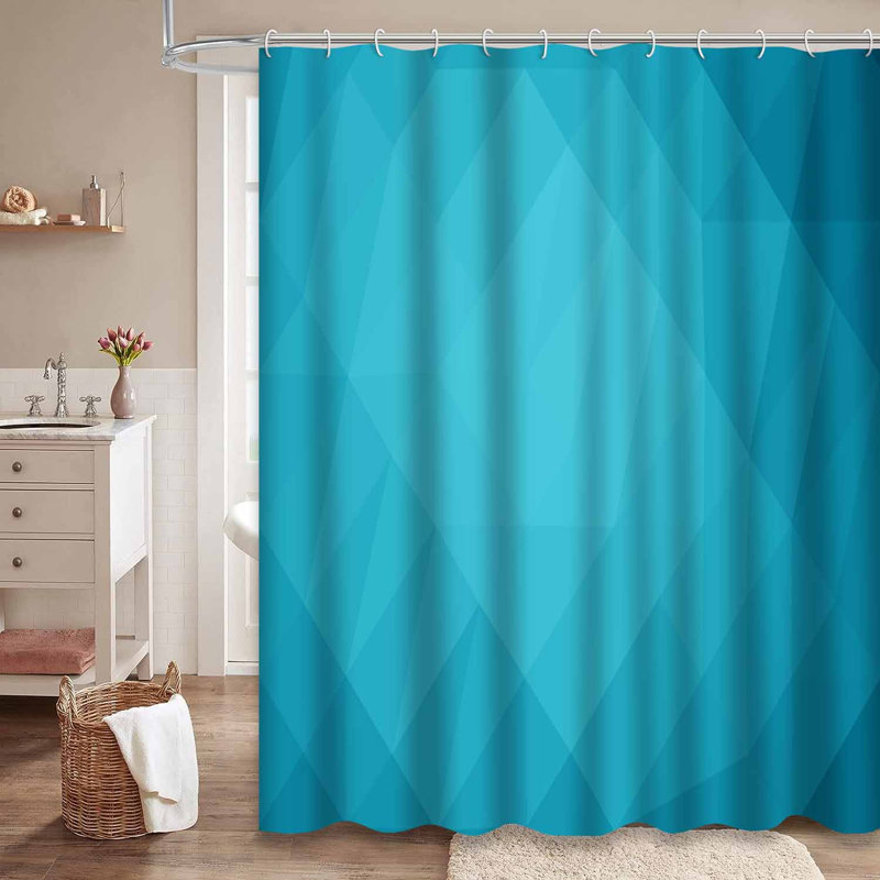 Rideau de douche bleu clair avec 12 crochets, L 72 po x l 84 po