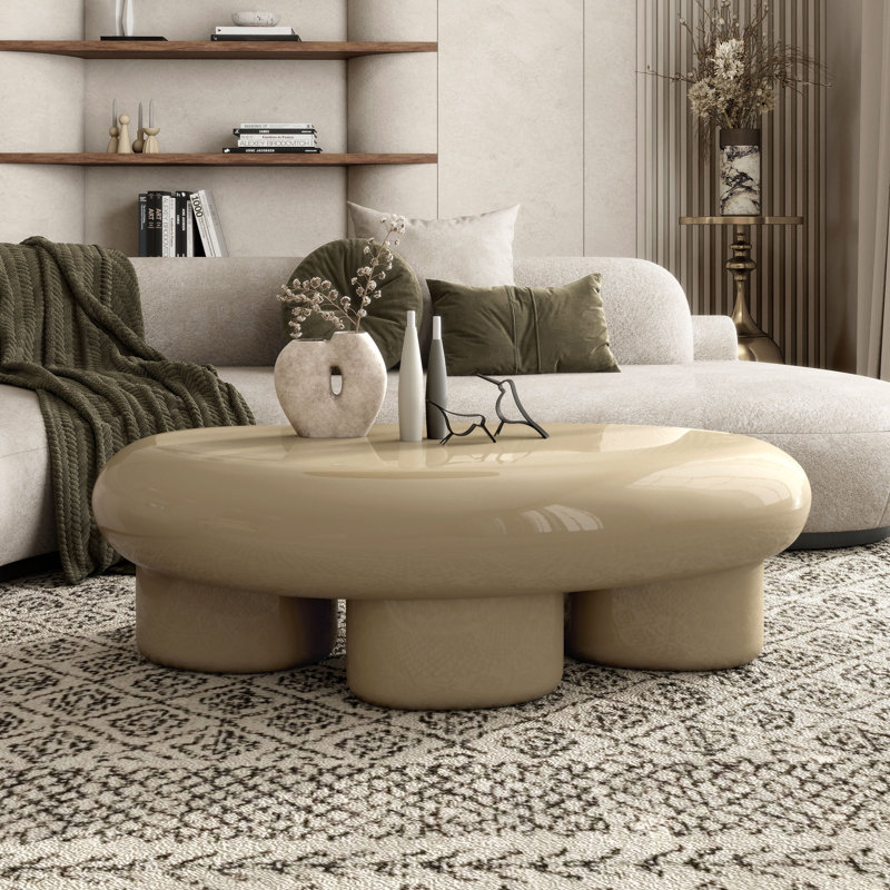 Jahmaal Curved Low Profile Coffee Table, Tan