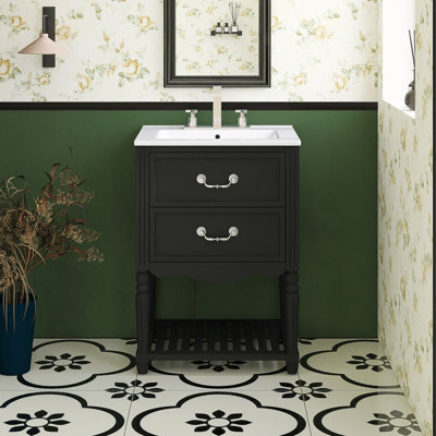 Ensemble de meuble-lavabo autoportant 24 po avec comptoir en céramique 24 po