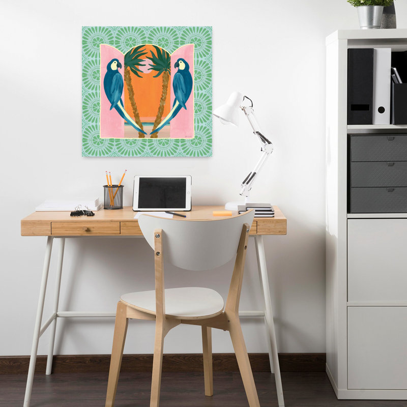Oiseaux tropicaux tropicaux Iii avec animaux, art de plage, H 18 po x l 18 po