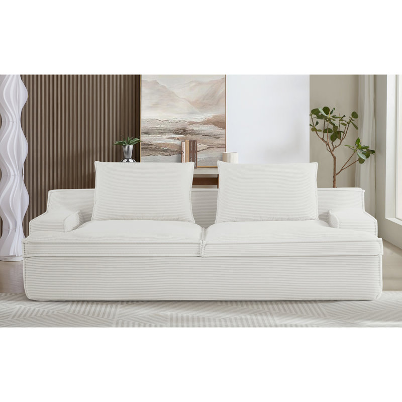 Canapé en velours côtelé pour salon 4 - mousse complète, ergonomique, large, sans assemblage, surdimensionné 4 places de 90 pouces, velours côtelé, assemblage requis