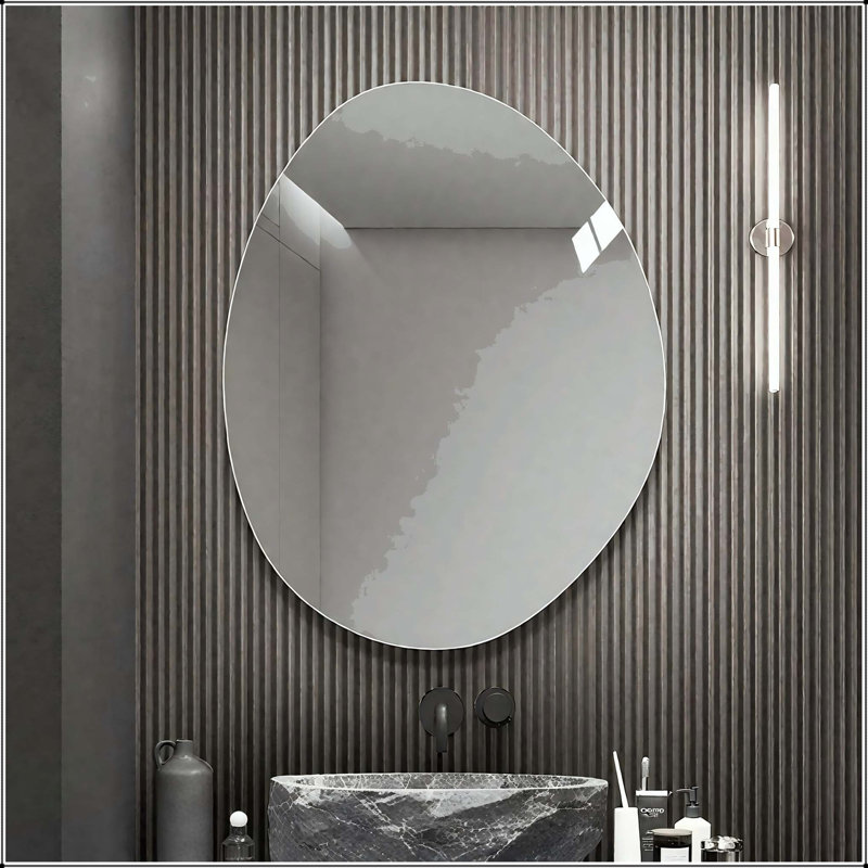Miroir de salle de bain asymétrique avec verre argenté sans cuivre