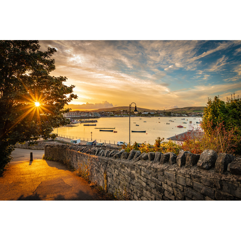 Sunset Over Swanage Harbour by Thomas Faull - No Frame Art Prints on Canvas, 61cm H x 91cm W