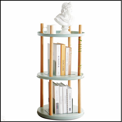360° Rotating Bookshelf With 3 Spacious Tiers, Multifunctional Storage Rack For Books And Decor, Compact Design For Various Rooms