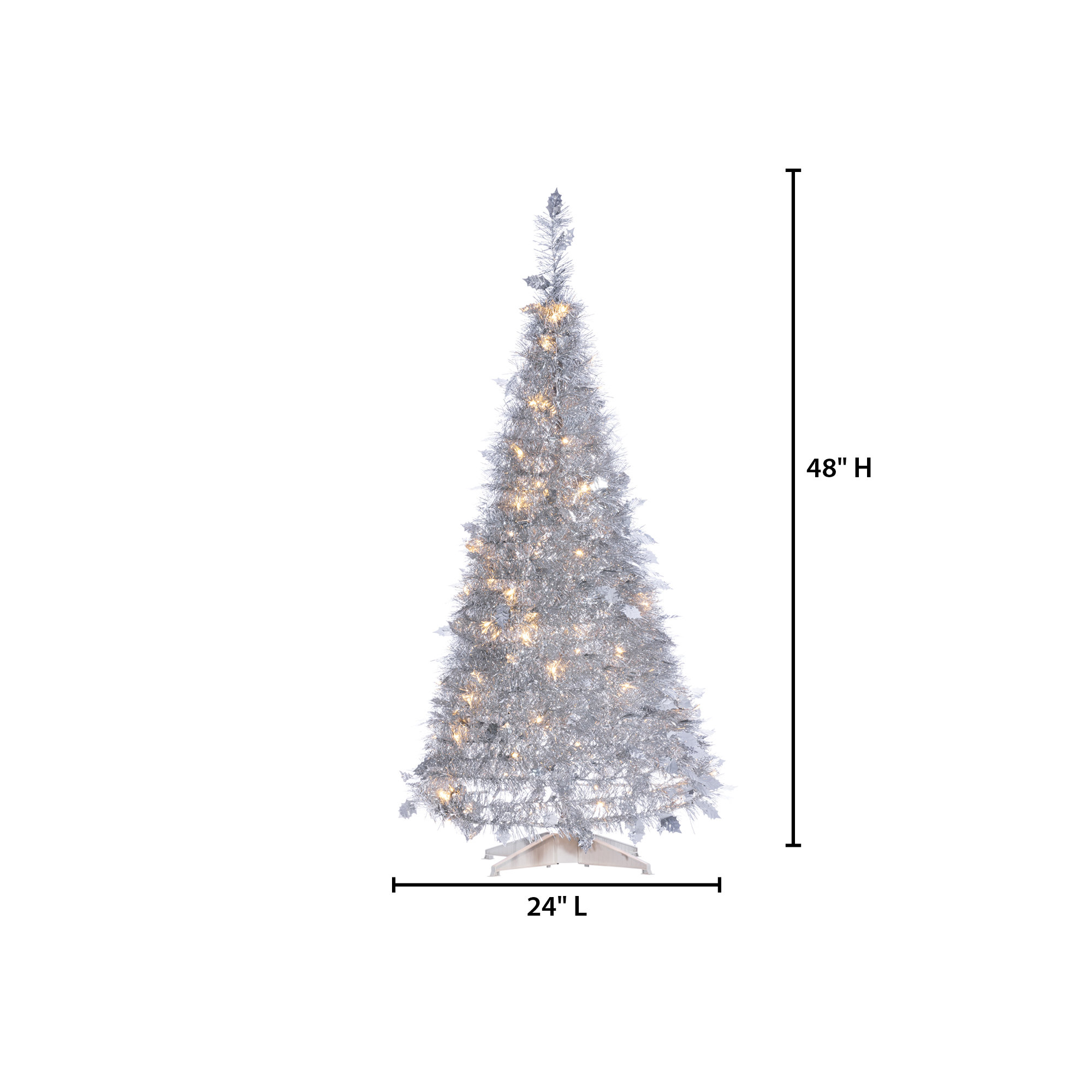 48' Lighted Artificial Pine Christmas Tree, 4'